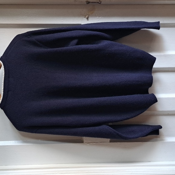 XL Navy Pearl Sweater - Preppy Navy Bow sweater - Vintage Alfred Dunner - Picture 8 of 8